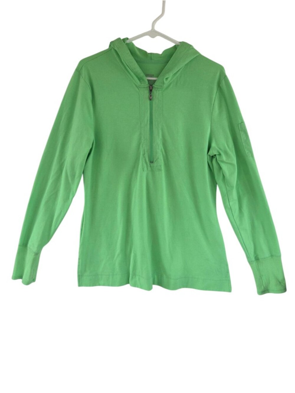 DANSKIN NOW Jogging Track Jacket Womens XL Neon Green Hoodie 1/4 Zip Knit Logo